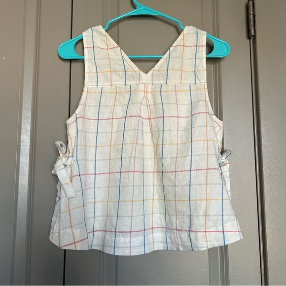 Madewell Small Side-Tie Tank Top in Windowpane, White Multicolor Plaid, Bows - Picture 6 of 8